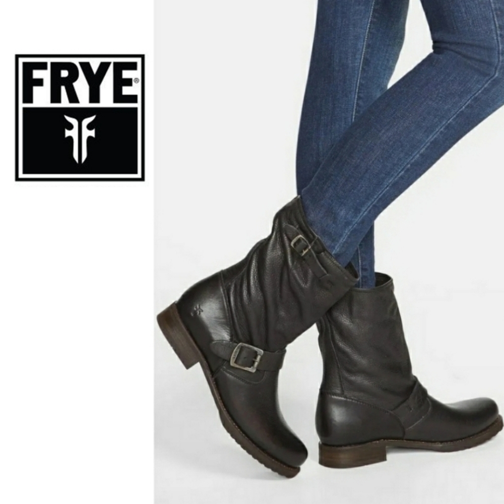 Frye Veronica Short Black Leather Boots Womens Size 7.5 NWT NIB